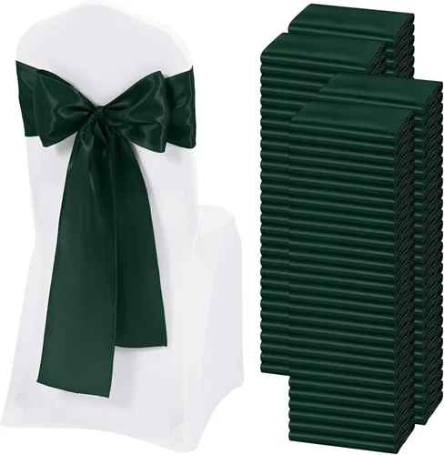 Vista 33 de 60 bandas de satén color burdeos para silla, diseño de lazos, para decoración de sillas de Acción de Gracias, boda, Navidad, banquetes, fiestas