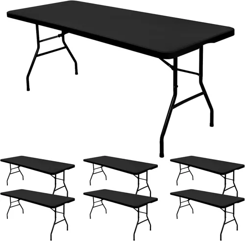 Vista 37 de 6 Pack de Manteles Ajustados para Mesas Rectangulares de 8 Pies, Cubierta de Mesa Aqua Azul Elástica para Picnic al Aire Libre, Paños de Mesa