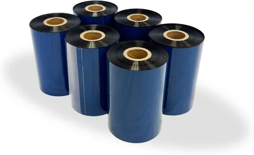 Vista 14 de Wolfbarco 1 Roll 1.57" x 1476' 40mm x 450m Premium Resin-Enhanced Wax Ribbon, Black Barcode Thermal Transfer Ribbon 1" Core Coated Ink Outside (CSO)