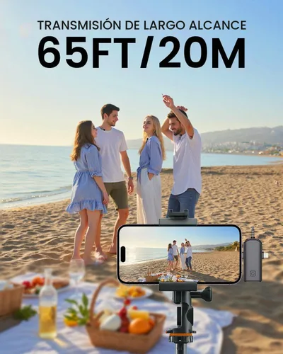 Vista 6 de Micrófono Lavalier inalámbrico 3 en 1 para iPhone: micrófono de solapa Bluetooth para iPad Android Phone Camera Pc - Micrófonos de clip pequeño