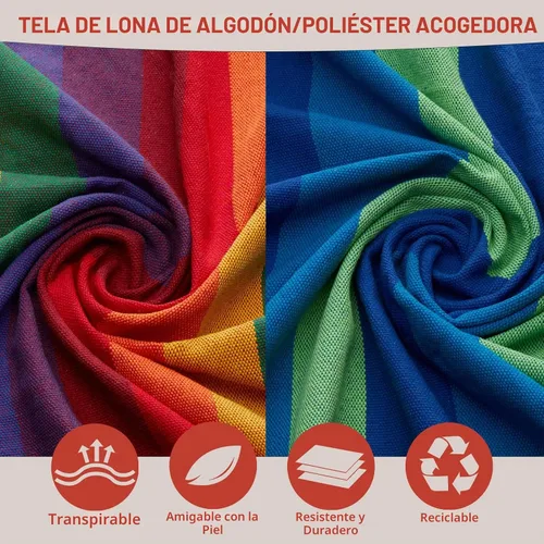 Vista 4 de JoyView Hamaca brasileña para una sola persona, hamaca portátil con cuerdas para colgar y bolsa de transporte, grande de 78.8 x 39.4 pulgadas