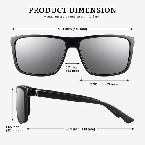 Vista 12 de GQUEEN - Lentes de sol polarizados retro para hombre y mujer, con protección UV400, marco cuadrado rectangular