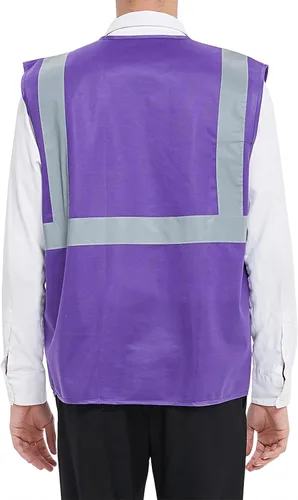 Vista 3 de TOPTIE Chaleco de seguridad de alta visibilidad de 5 bolsillos con tiras reflectantes, chaleco de uniforme de trabajo