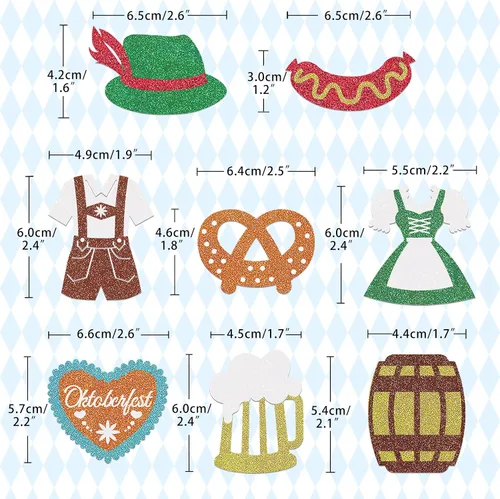 Vista 2 de 24 adornos para cupcakes con purpurina para el Oktoberfest, decoración para tartas del día de la cerveza, para festivales bávaros para suministros