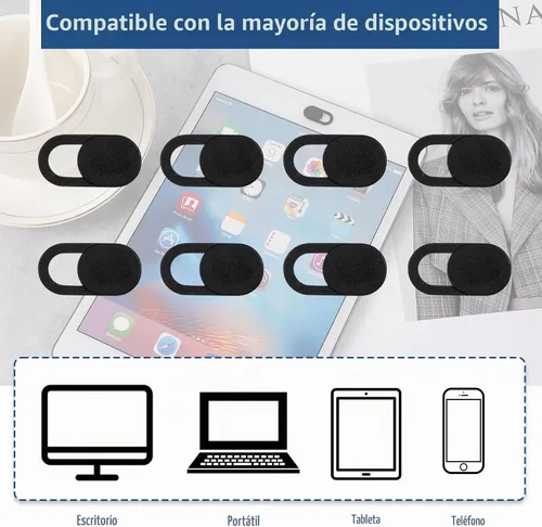 Vista 6 de JJUNW 50 piezas de cubierta deslizante para cámara web, cubierta universal ultrafina de 0.023 pulgadas para cámara web para laptop, computadora Negro