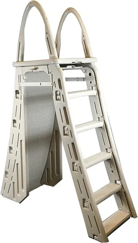 Vista 3 de Swimline 7200 Escalera de seguridad ajustable con marco en A con protector antivuelco para piscinas elevadas e hidroherramientas por Swimline 9 x 24