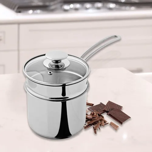 Vista 3 de Küchenprofi Juego de caldera/Bain Marie doble con tapa de vidrio, 1.6 cuartos de galón, 5.5 pulgadas de diámetro