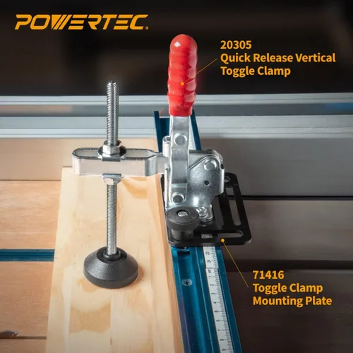 Vista 5 de POWERTEC Abrazadera de palanca grande de 6 pulgadas con tuercas y arandelas, pie de abrazadera de gran tamaño compatible con abrazaderas de palanca