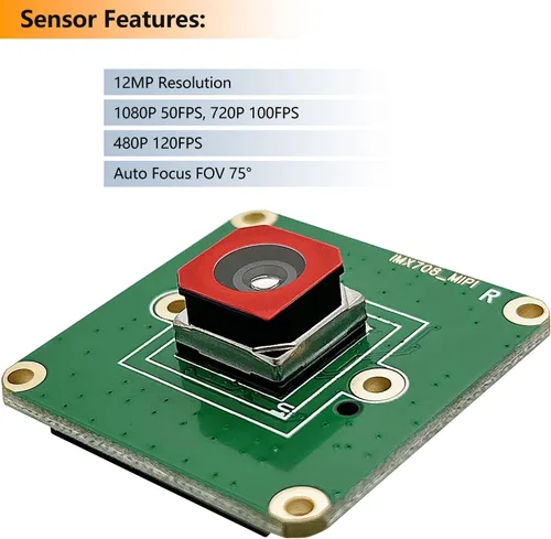 Vista 2 de Módulo de cámara de enfoque automático de 12MP para Raspberry Pi, sensor IMX708, FOV de 75°, HDR, compatible con Pi 5,4,3, Zero, CM4
