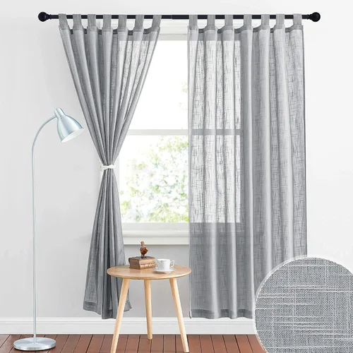 Vista 8 de RYB HOME - Cortinas de lino con textura transparente, 2 paneles