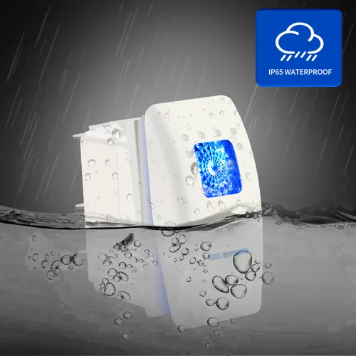 Vista 8 de Interruptor basculante blanco de 5 pines, luz LED azul de encendido/apagado, 20A/12V, 10A/24V, interruptor de palanca con cables de puente