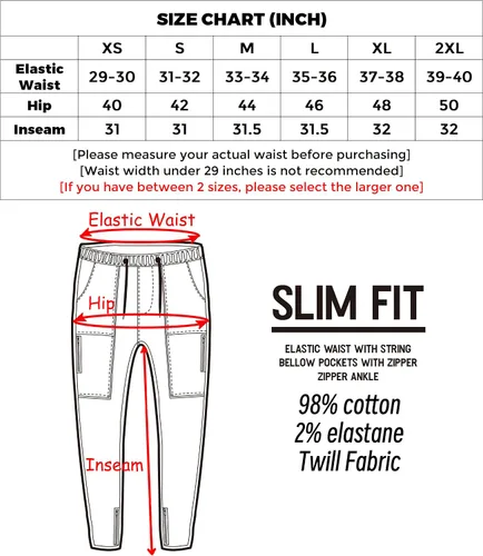 Vista 3 de ITALYMORN Cargo Joggers for Men Tapered Slim with Zipper Pockets