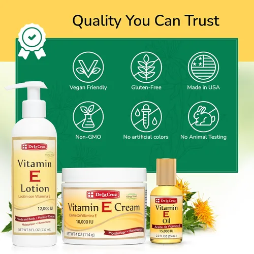Vista 6 de De La Cruz - Crema de vitamina E, loción y aceite - Hidratante para todo