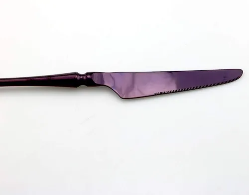 Vista 7 de JASHII Juego de cubiertos de acero inoxidable de 6 piezas, servicio para 1 juego de vajilla de cocina, elegante juego de vajilla morada, cuchillo