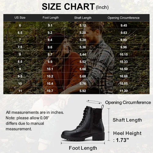 Vista 6 de Vepose Women's 916 Ankle Boots, Combat Lace up Short Booties with Inside Zipper