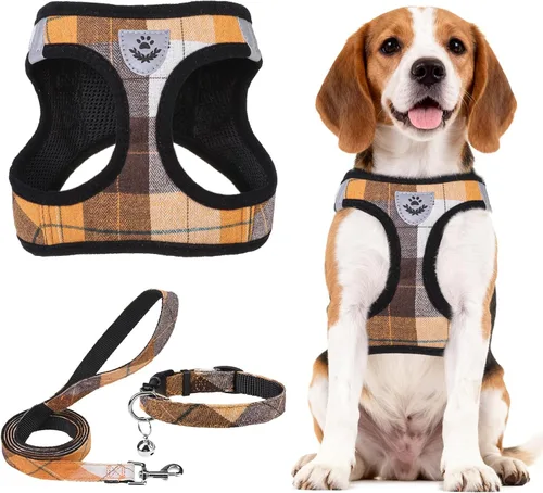 Vista 69 de PUPTECK - Arnés, collar y correa ajustables, sin tirones, para perros pequeños y medianos, cachorros y gatos, pechera reflectante acolchada de malla