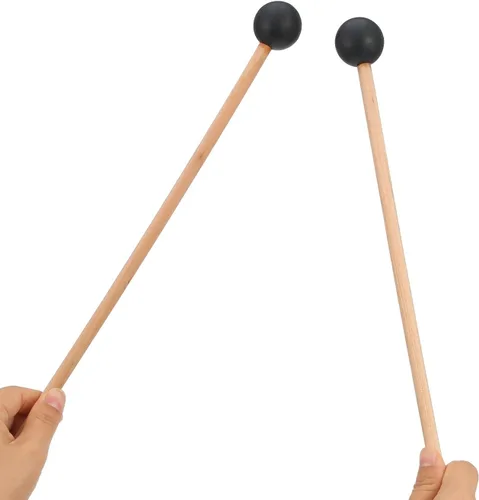Vista 7 de Shappy Bell Mallets Glockenspiel Sticks, Baquetas de Goma para Xilófono de Percusión con Mango de Madera, 15 Pulgadas de Largo (Negro) Mallets