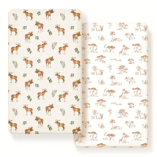 Vista 12 de GRSSDER Juego de 2 sábanas elásticas para cuna para bebé, ultra suaves, universales, se adaptan a la mayoría de las almohadillas de colchón de cuna