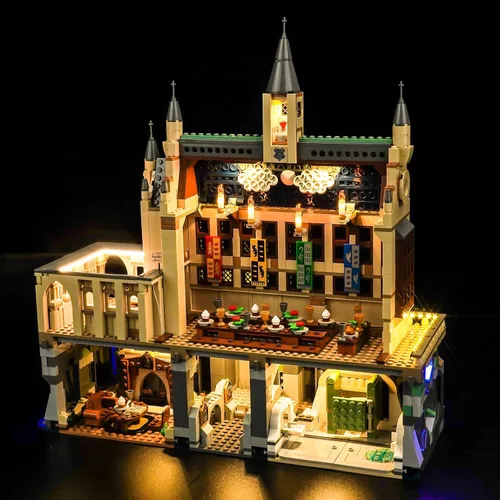 Vista 2 de Kit de luz LED mejorado para Lego The Great Hall, versión RC compatible con Lego 76435 (modelo no incluido)