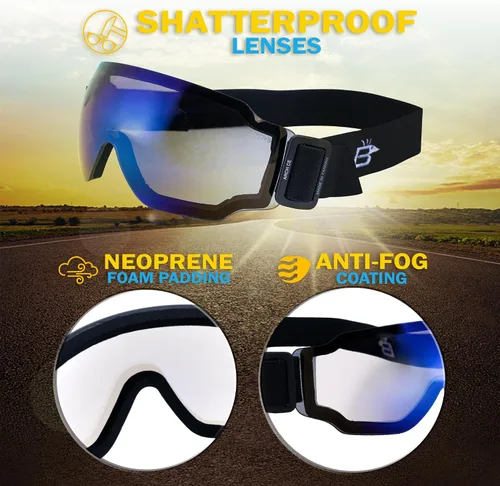 Vista 5 de Birdz Gafas Arch Sports acolchadas de seguridad para esquí, buceo, esquí, motocicleta, para hombres y mujeres, ANSI Z78.1+
