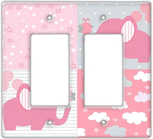 Vista 13 de Decorative Wall Switch Cover Plate - Baby Elephant in Pink Wall Decor Switch Plate - Cute Additional Nursery Room Decor for Girls and Baby Shower