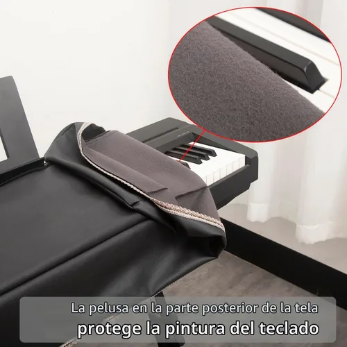 Vista 4 de Funda para Teclado de Piano Digital, Fundas Protectoras para Piano Digital, Funda de Lujo de Superficie Suave y Premium con Espesor para Órgano Negro