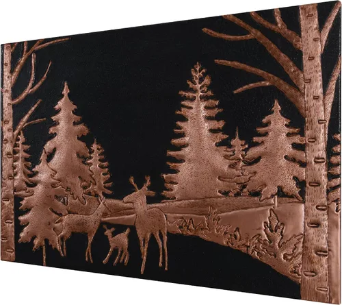 Vista 3 de Protector contra salpicaduras de cocina, escena del bosque con protector contra salpicaduras de cobre de la familia de ciervos, panel de cobre