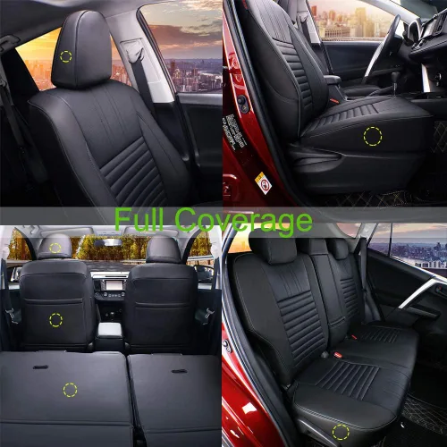 Vista 7 de EKR - Juego completo de fundas de asiento de cuero para automóvil de ajuste personalizado (color negro)