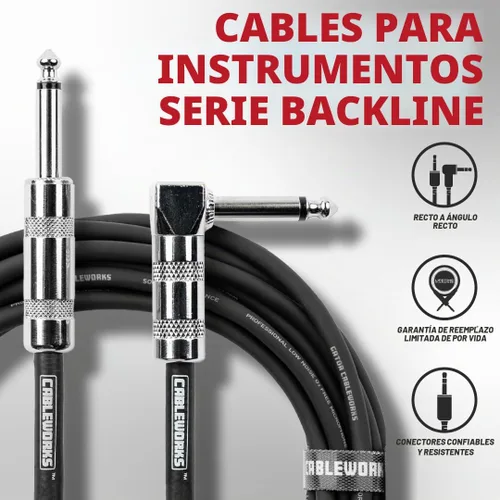 Vista 5 de Cableworks de Gator Cases Serie Backline Cable de instrumento de 10 pies de recto a ángulo recto (GCWB-INS-10RA)