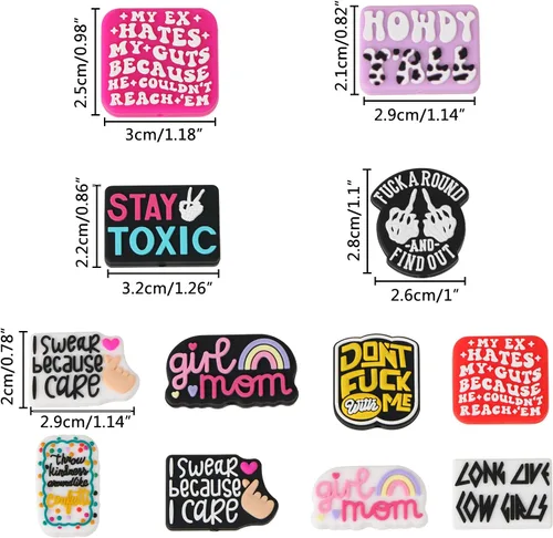 Vista 2 de 12 cuentas focales de silicona para bolígrafos, personajes, palabras divertidas, cuentas de silicona con formas variadas para hacer llaveros