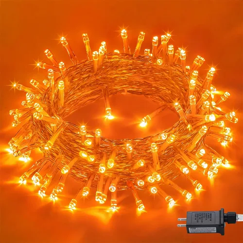 Vista 25 de JMEXSUSS 150 luces LED azules de Navidad para interiores y exteriores, luces de cadena conectables de 59 pies con enchufe, 8 modos de luces de hadas