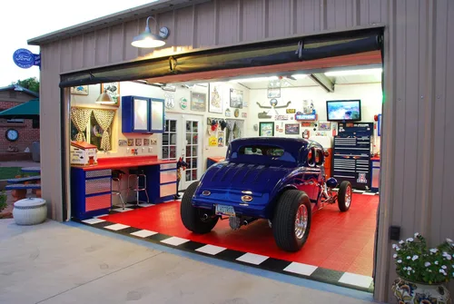Vista 4 de Kit de borde de transición femenino Big Floors, borde de piso de garaje modular entrelazado duradero, compatible con productos RaceDeck, GarageTrac