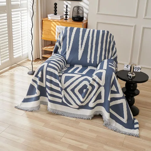 Vista 74 de VClife Funda para silla con acento azteca bohemio de 59 x 71 pulgadas, funda reversible y lavable de felpilla para sillón, color marrón castaño