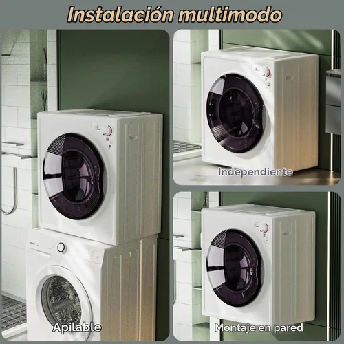 Vista 8 de ROVSUN Secadora de ropa portátil de 9 libras, 110 V 1400 W, eléctrica compacta, de carga frontal, con bañera de acero inoxidable y perilla de fácil