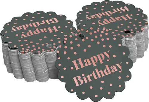 Vista 62 de Etiquetas de papel para colgar con texto en inglés «Happy Birthday» (50 unidades)