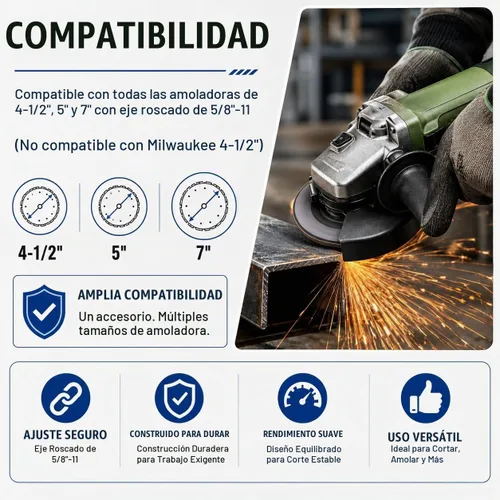 Vista 7 de Paquete de 6 tuercas de brida para amoladora angular N134467 5/8-11