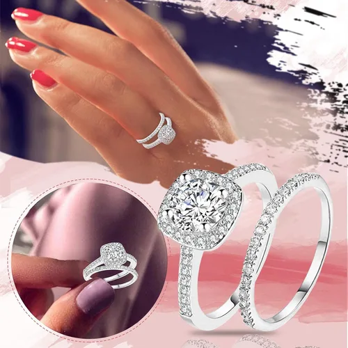 Vista 4 de Clearance Hollow Carving Diamond RingsWomen Fashion Luxury Zircon Rings Engagement Wedding Rings Jewelry Gift by ZYooh