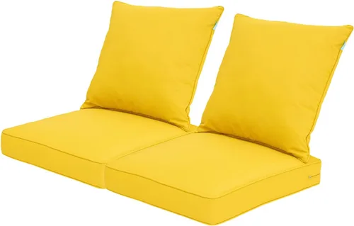 Vista 22 de QILLOWAY Juego de cojines de poliéster para sillas de exterior, cojines de exterior para muebles de patio, todo tipo de clima. Gris carbón/negro