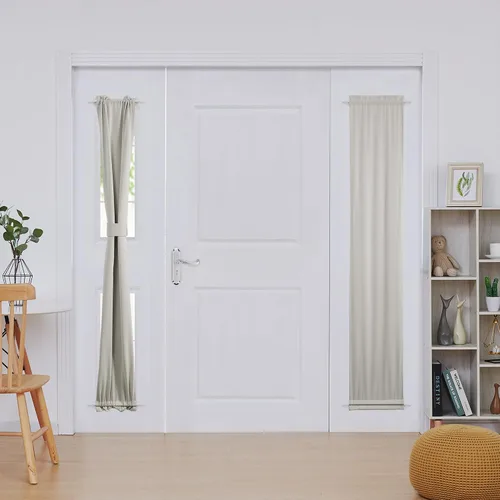 Vista 106 de Deconovo Cortinas opacas para puerta, bolsillo para cortinero y cortinas de bloqueo con aislamiento térmico para dormitorio, 137.16 x 189.2 cm, azul