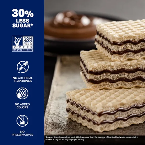 Vista 5 de Loacker Classic - Galletas de oblea de chocolate premium, crujientes con relleno de crema de chocolate - Paquete múltiple de 12 paquetes