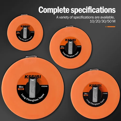 Vista 5 de KSEIBI 302910 cinta métrica de fibra de vidrio larga con impresión doble cara en pulgadas/métrica para trabajo de construcción (66 pies / 20 m)