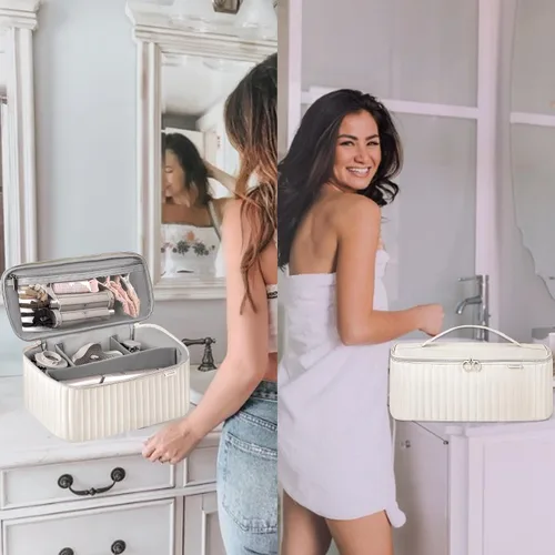 Vista 8 de Lexeeco Estuche de viaje para llevar para secador de pelo Shark Flexstyle Dyson Airwrap, incluye espacio para guardar accesorios de cepillo