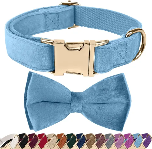 Vista 11 de Collares para perros con lazo, collar de terciopelo para cachorros con hebilla de seguridad de aleación de zinc, collar de lazo suave ajustable
