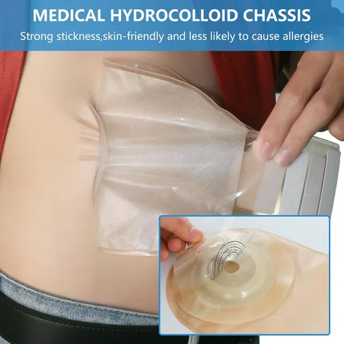Vista 6 de 10 bolsas de colostomía, bolsas de ostomía convexas de una pieza, bolsas drenables con hebilla de cinturón, cortadas para ajustar, máximo 1.772 in