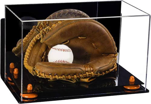 Vista 176 de Better Display Cases Vitrina de guantes de béisbol de acrílico transparente con elevadores negros (A011/V16)