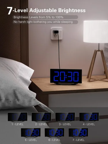Vista 5 de Roxicosly Reloj despertador súper fuerte con agitador de cama, reloj despertador vibratorio para personas que duermen con problemas auditivos