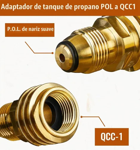 Vista 2 de CALPOSE Adaptador de propano POL a QCC1, antiguo a nuevo, adaptador de tanque de propano que convierte la válvula de servicio de tanque POL LP