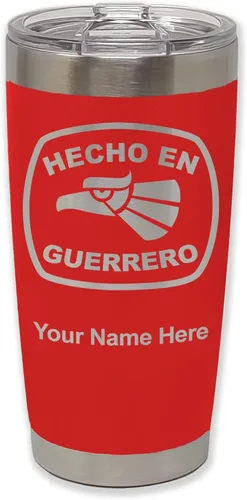 Vista 34 de LaserGram Vaso aislado al vacío de 20 onzas, hecho en Guerrero, grabado personalizado incluido (negro)