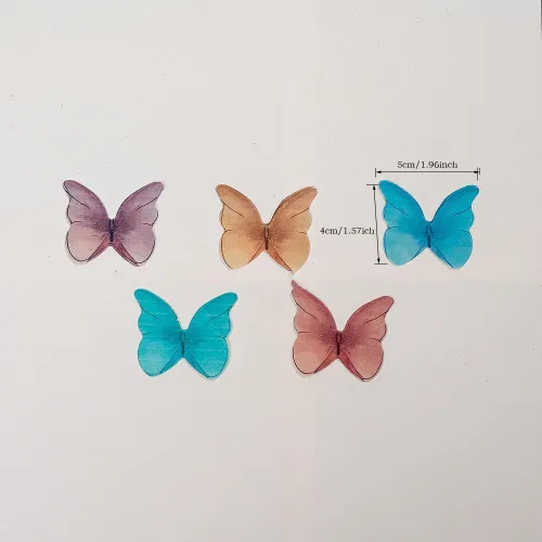 Vista 4 de Mariposas comestibles para decoración de pasteles, decoración comestible de arco iris para pasteles y cupcakes, mariposas de papel de oblea