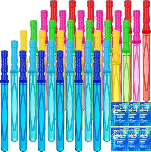 Vista 11 de JOYIN - Varitas grandes de 14.6 pulgadas para hacer burbujas para niños, 6 piezas con solución de recambio, juguete de verano, recuerdo de fiesta